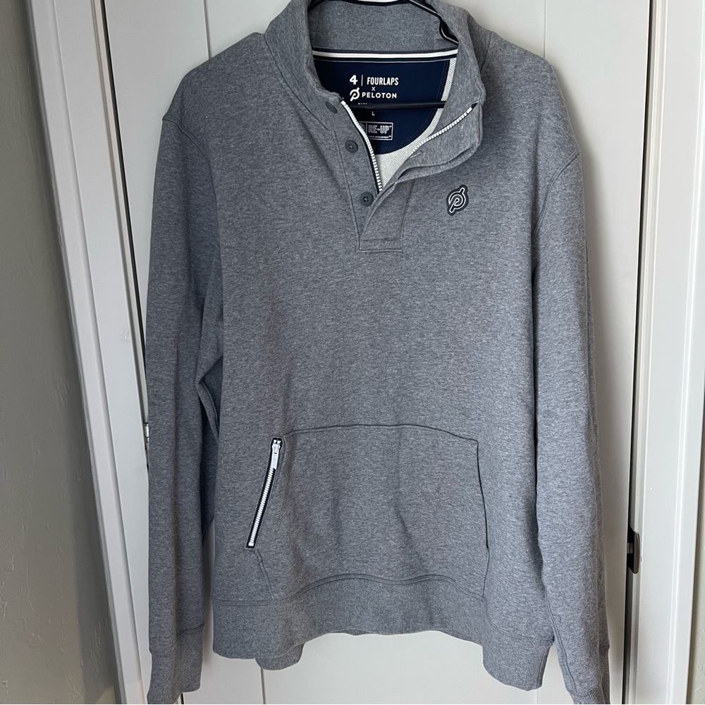 Fourlaps‎ X Peloton Mens 1/4 Zip Rush Gray Pullover Hoodie Sweatshirt Large